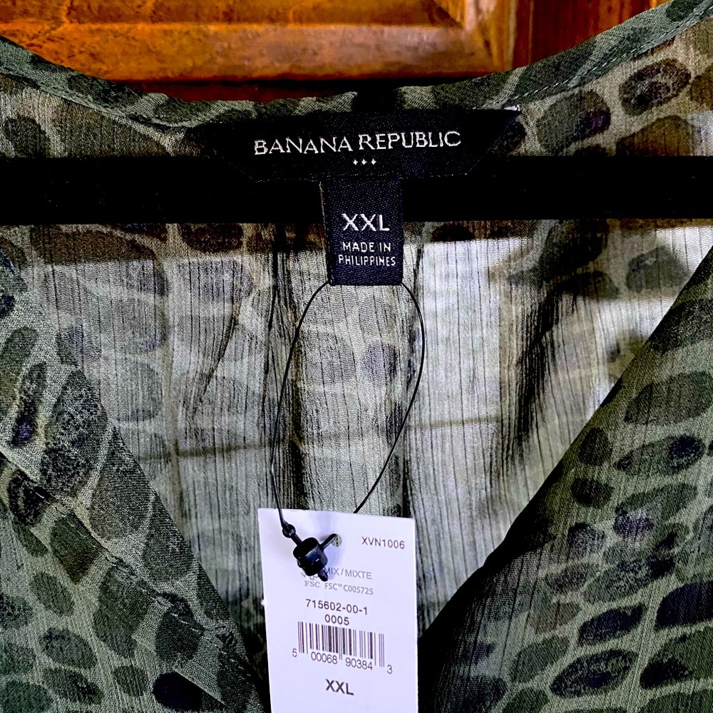 Banana Republic Green Leopard Print Maxi Dress
